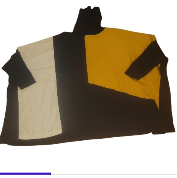 Patrizia Luca black white gold colorblock oversized turtleneck sweater one size - Picture 2 of 4